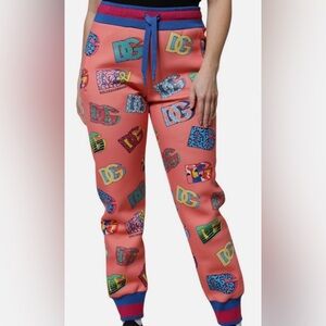 DOLCE & GABBANA Pants Pink Logo Monogram Jogger Sweatpants - New w/ Tags Size 50